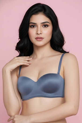 Buy Zivame At Work Padded Wired 3/4Th Coverage Strapless Bra - Vintage Indigo